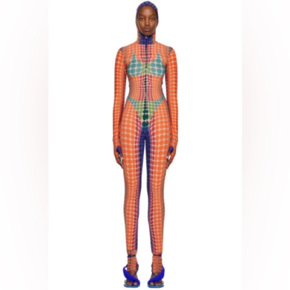 Jean Paul Gaultier Cyber Dot Print Full Bodysuit Catsuit XS Made in Italy